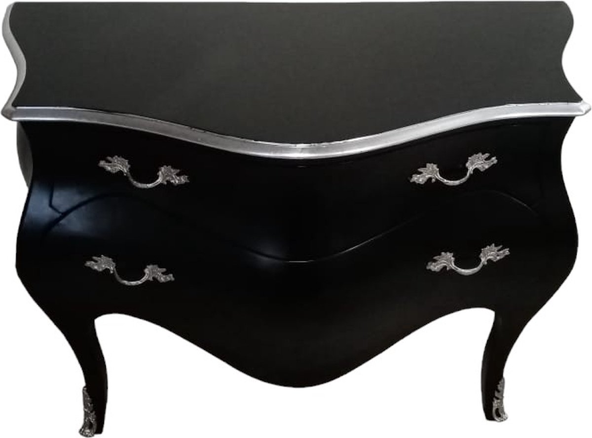 Barok luxe commode - zwart zilver