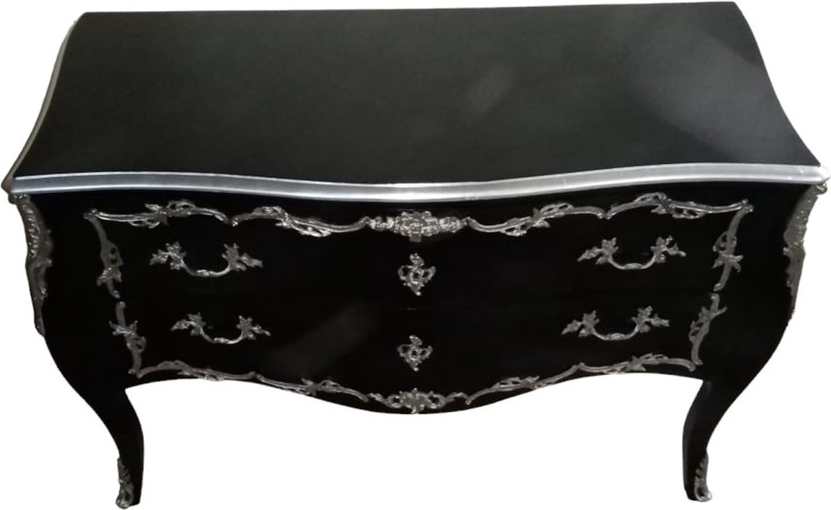 Barok commode deluxe - zwart zilver