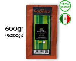 Gemalen koffie uit Guatemala en Tanzania - Mokarico Bio - Biologische koffie - 3 x 200g - Italiaanse espresso koffie voor Mokapots, filter koffie, enz.