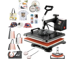 Wildor® Warmte Pers Machine - Heat Press - 8 in 1 - Drukker - Kleding Bedrukken - Mok Berukken - Petten Bedrukken - Plaat, T-shirt - En nog veel meer - Zwart