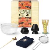 Artcome Matcha Ceremony Kit for Japanese Tea Ceremony, Bowl with Spout and Handle, Bamboo Whisk, Matcha Tea Set for Making Usucha, Koicha and Matcha Latte (5 Pieces