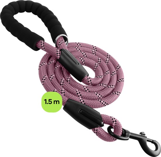 Floxik 1.5 m turquoise dog leash with two handles and reflective seams for medium and large dogs, weatherproof and durable material