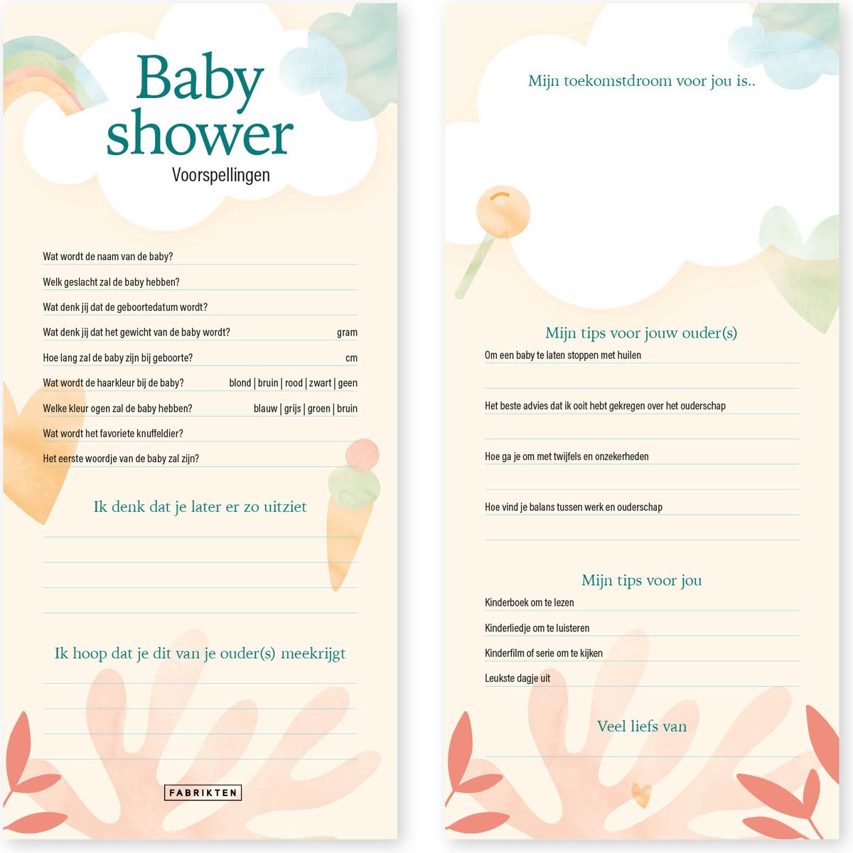 Fabrikten Invulkaarten Babyshower - Baby - Full color - 21cm x 98cm