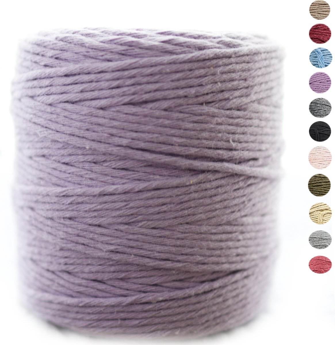 Gedraaid Macramé Koord 3mm Gerecycled Katoen - Bosgroen Voor Wanddecoratie En Knippen