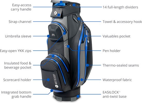Motocaddy Cartbag Dry Series Zwart Rood van Motocaddy — afbeelding 3