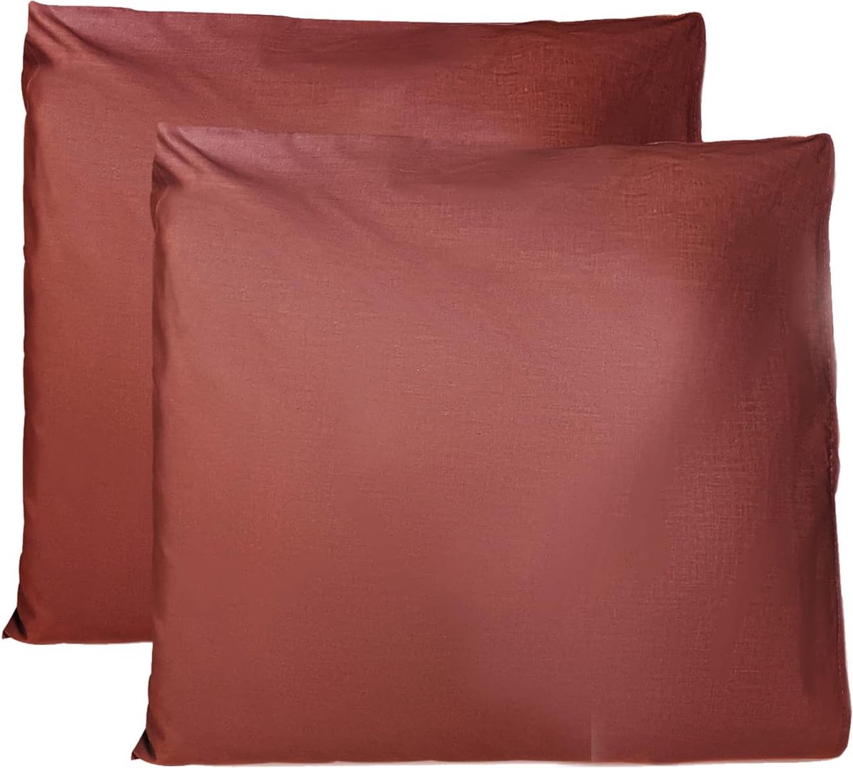 Azalia Paar kussenslopen 100% Pure katoen 65x65 CM, Set van 2 Bed Kussen Stoffen Gemaakt in Italië, Tassluiting, Solid Color, Standaard Maat met - Bordeaux