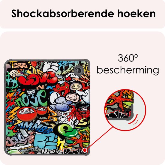 Hoes Geschikt voor Kobo Libra Colour Hoesje Bookcase Cover Book Case Hoes Sleepcover - Graffity van Casnovo — afbeelding 5