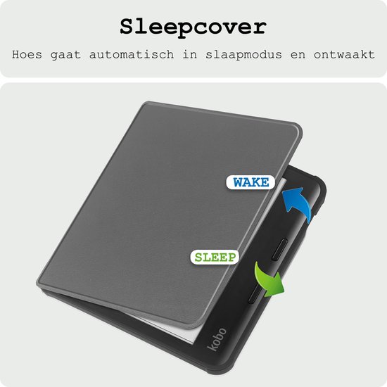 Hoes Geschikt voor Kobo Libra Colour Hoesje Bookcase Cover Hoes - Hoesje Geschikt voor Kobo Libra Colour Hoes Cover Case - Grijs van LC.IMEEKE — afbeelding 3