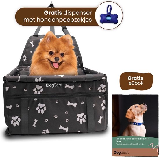 DogSeat Hondenmand Auto - Autostoel Hond Zwart - Autozitje Hond - Kleine tot Middelslag Hond - Automand Hond - Waterdicht en Opvouwbaar