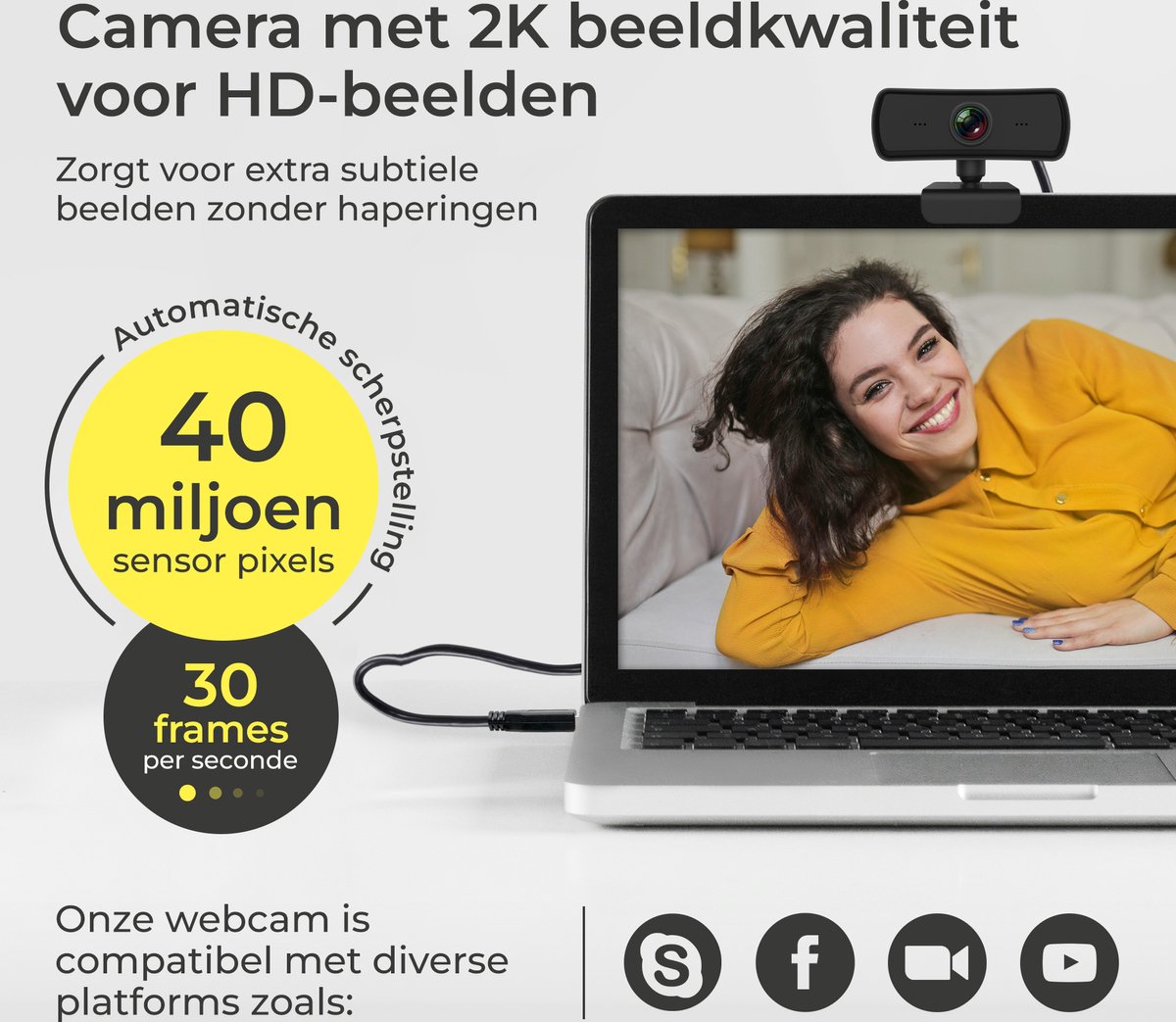 Maccy Squeeze HD Pro Webcam 1440p met Tripod (ook als DynaBright) thumbnail 5