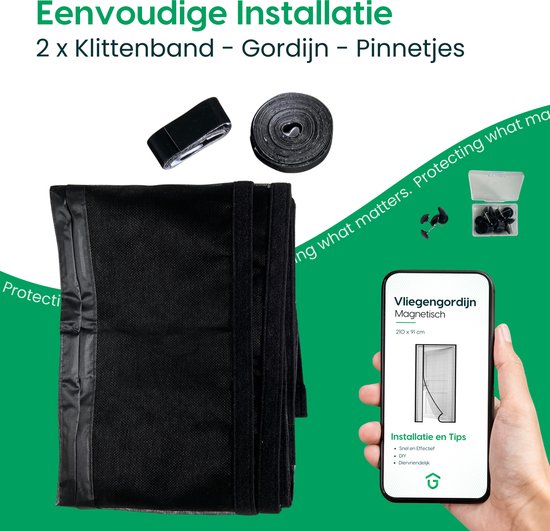 Unwanted Guests Magnetisch Vliegengordijn - Horgordijn - Vliegengordijn met Magneetsluiting - Premium Glasvezel Kwaliteit - Voor Nieuwbouw en Standaard Deuren - Modern Design - 210 x 91 cm - Eenvoudige Installatie - Zwarte Hor