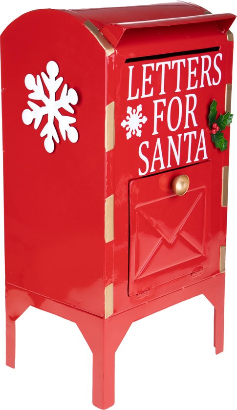 Bianchidino - Metalen rode Brievenbus Kerst "Letters for Santa"