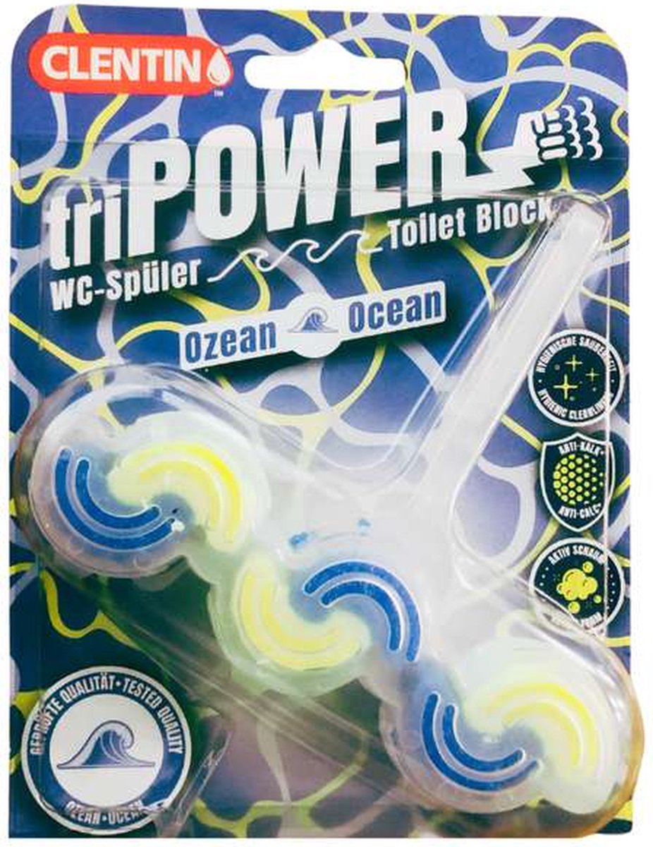 Clentin Tri-Power WC blokje Oceaan Fris Doos 12 stuks