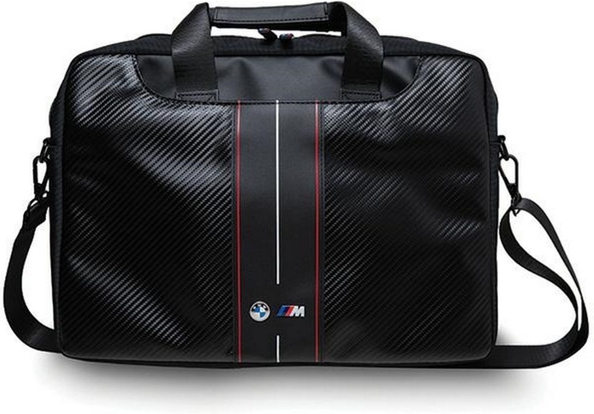 BMW M Carbon Red Stripes Laptoptas - (Geschikt voor toestellen tot 16 Inch) - Zwart