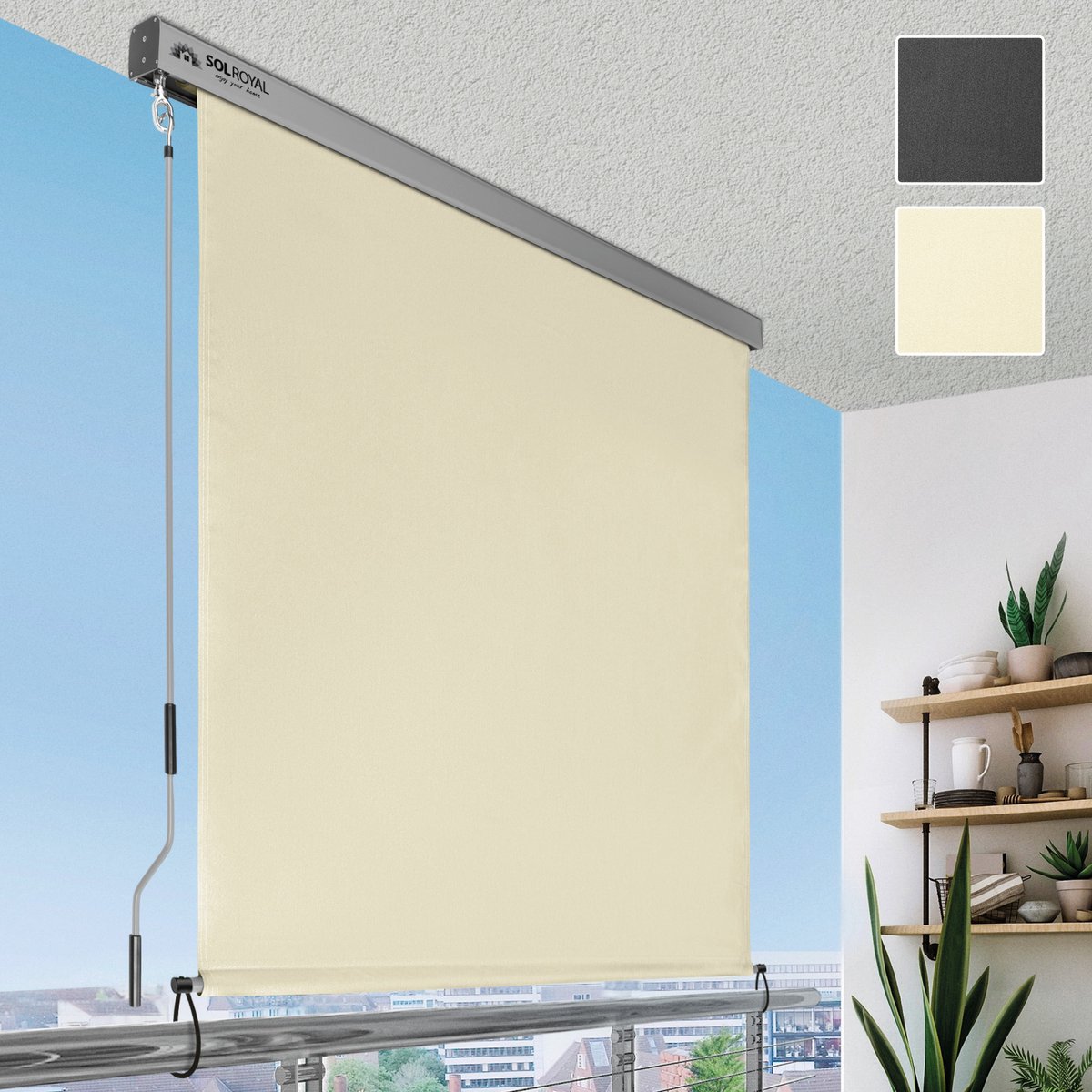 Bol.com Sol Royal MS5 – Verticale Luifel voor Buiten 180x250 cm – Duurzame Rolgordijn Waterdicht met Afneembare Handslinger – Ve... aanbieding