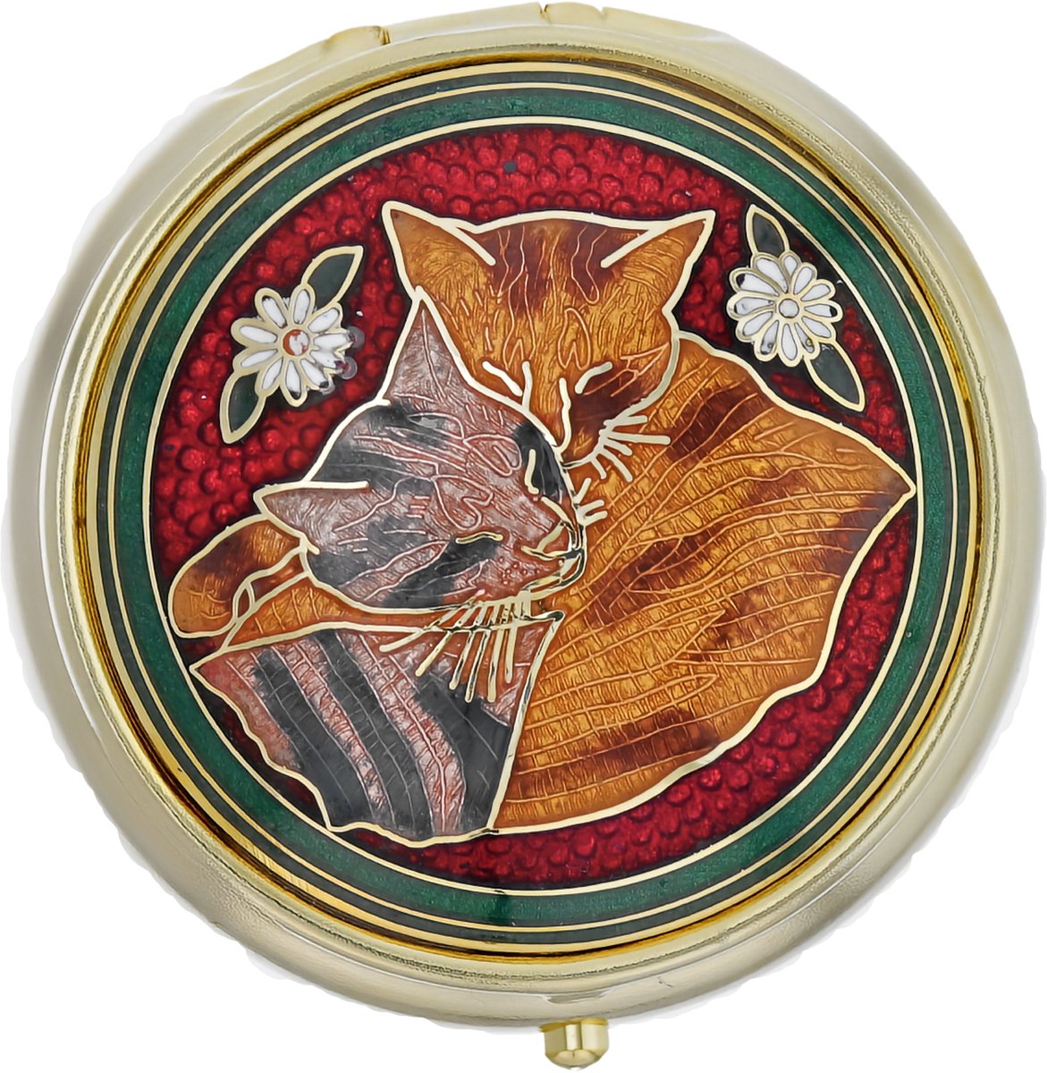 Goedkoopste Behave - Pillendoos 3 Vakken - Pillendoosje Metaal en Emaille - Pillendoosje handtas - Pillendoosje Klein - Medicijndoos ook geschikt voor Slaappillen - Katten - Poes - Rood