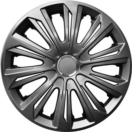 Extra bolle zwarte wieldoppen UTAH 15 inch set a 6 stuks