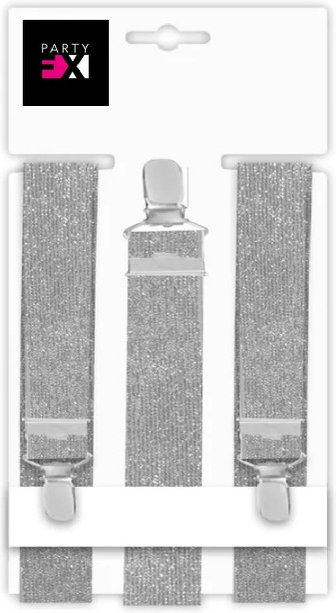 Bretels / suspenders Zwart met zilveren glitters elastisch