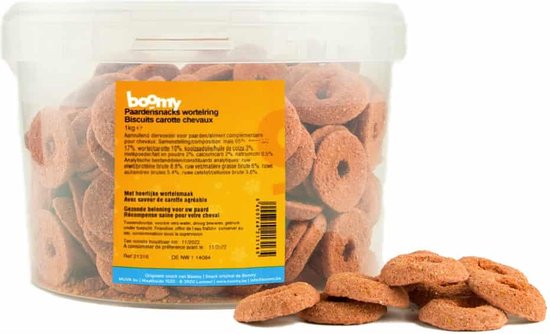 Foto: Boomy paardensnoepjes suikervrije snacks voor paarden wortelring 1kg