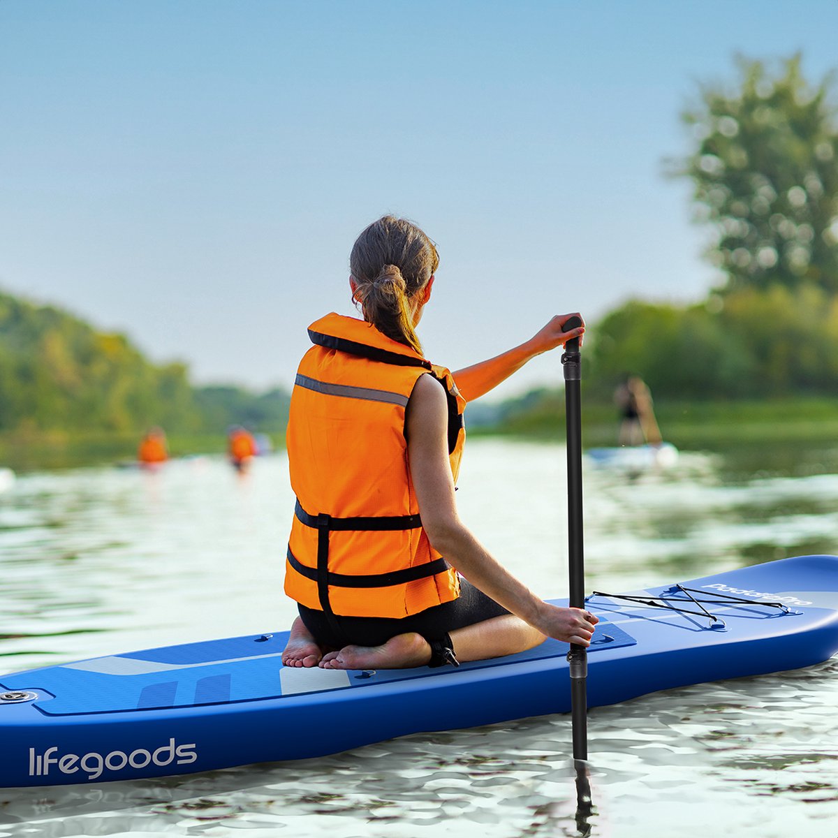 LifeGoods PaddlePro SUP Board - Luxe Set - met Zitje - Opblaasbaar Paddle Board - Max. 150KG - 320x81cm - Blauw – foto 8