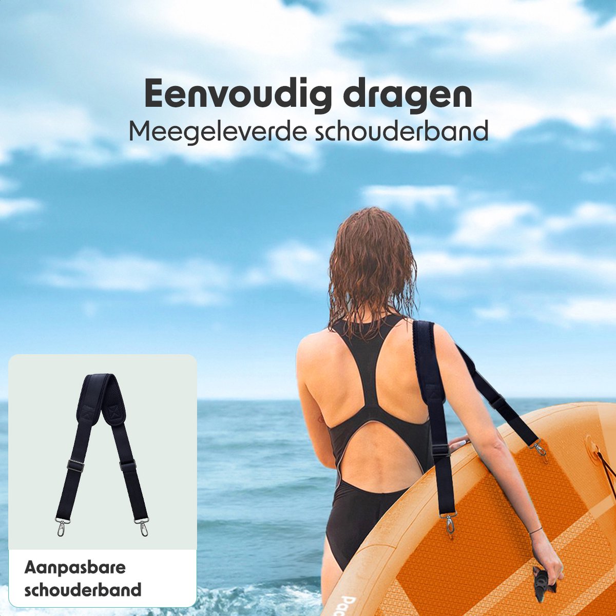 LifeGoods PaddlePro SUP Board - Luxe Set - met Zitje - Opblaasbaar Paddle Board - Max. 150KG - 320x81cm - Oranje – foto 7