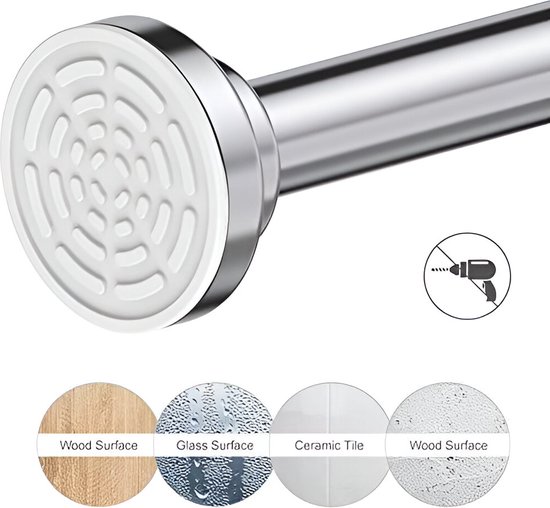 Gouden verstelbare spanning veerstang geen boren douchegordijn stang roest anti-slip uitschuifbare telescopische rail voor kast badkamer ramen,Gold-70~120CM