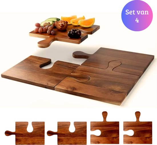 Janse® Snijplank puzzelstukken set van 4 – Puzzelstuk dienblad