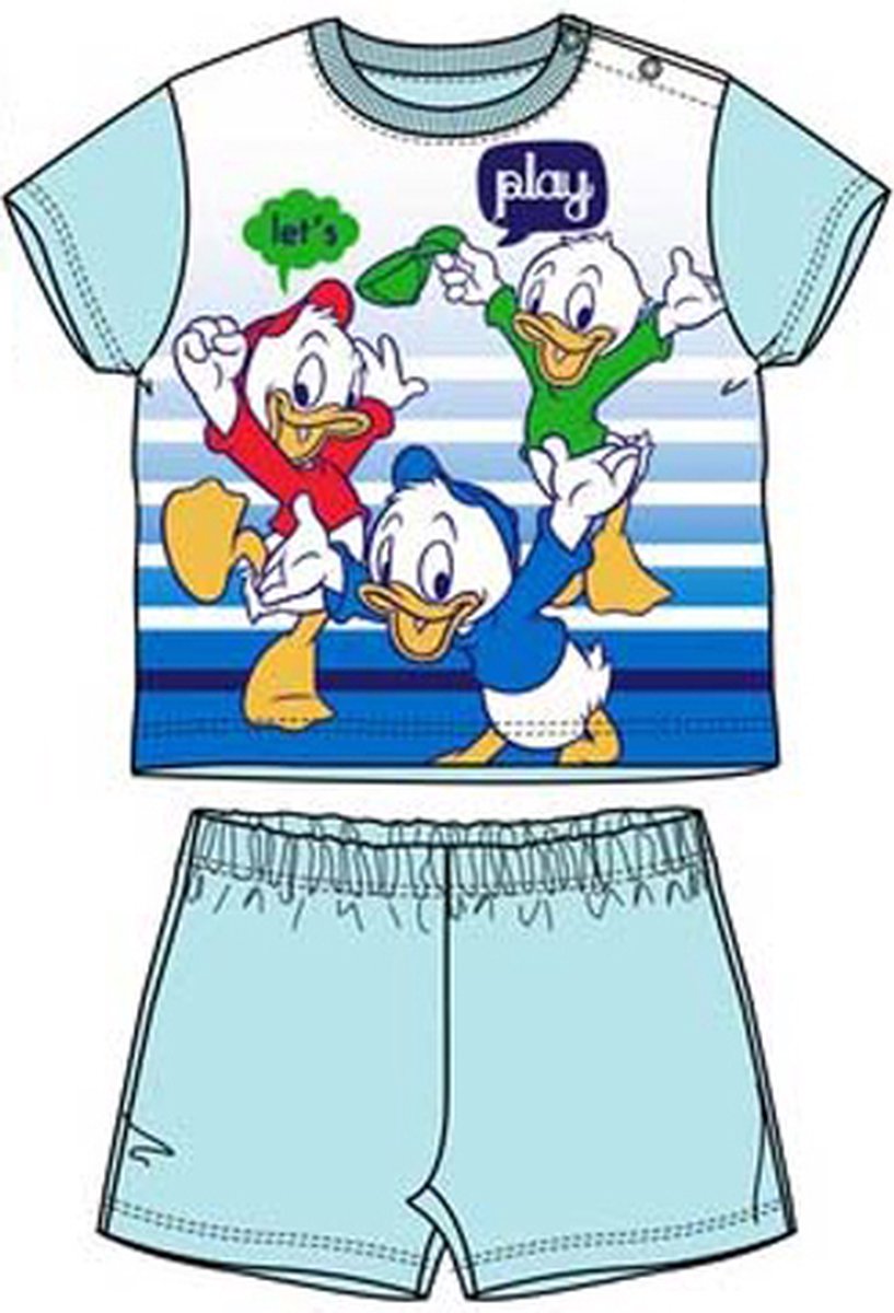 Disney's Kwik, Kwek en Kwak baby shortama, donkerblauw, 12 maanden