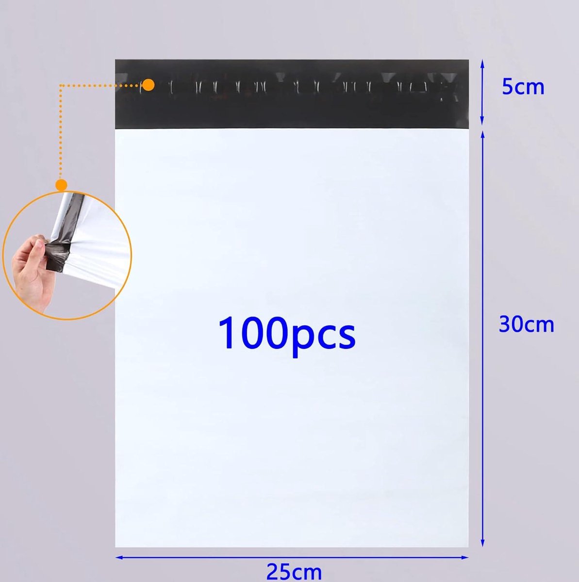 effektivo 100 stuks folieverzendzakken 25 x 35 cm voor kleding, plastic verzendzakken zelfklevend, wit