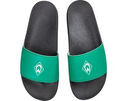 SV Werder Bremen badslippers met ruitmotief, voetbal, zwart/groen