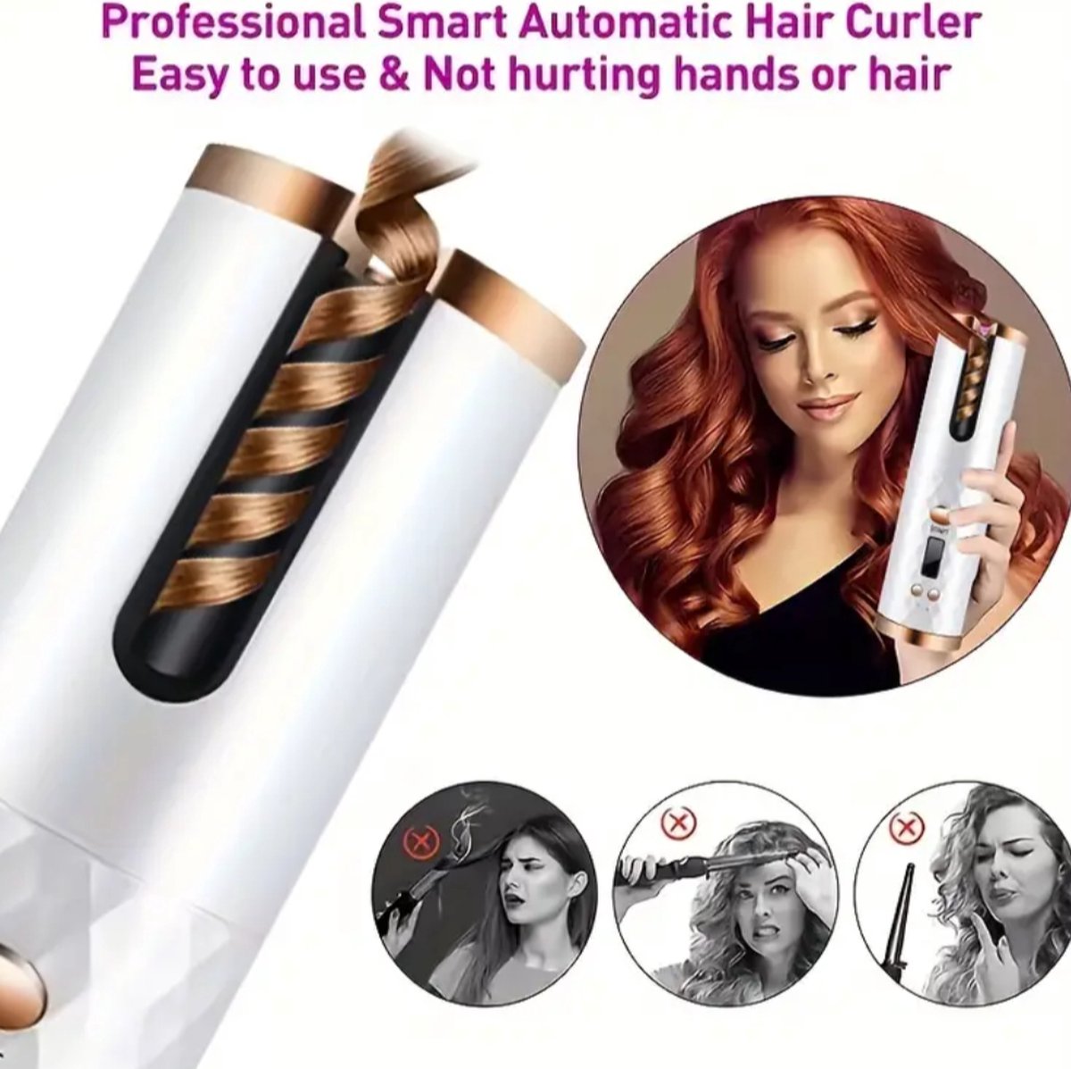 Welltop Draadloze Krultang USB Automatisch - afbeelding 3