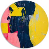 Portret muurcirkels - Kunst wandbord - Wandschaal Vlakken - Muurdecoratie industrieel - Muurdecoratie rond - Wanddecoratie slaapkamer muurcirkel aluminium 90x90 cm