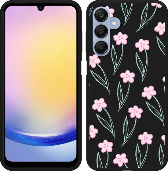 Cazy Case Zwart pour Samsung Galaxy A25 Fleurs Roses