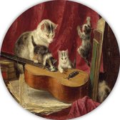 Muziek maken - Henriëtte Ronner-Knip wandcirkel - Katten schilderij - Wandcirkels Oude meesters - Landelijke schilderijen - Schilderij - Schilderijen & posters muurcirkel forex 50x50 cm