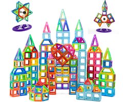 foto van Magna Minds - Magnetic Tiles - Magnetisch Speelgoed - 84 stuks - Constructie speelgoed - Magnetische tegels - Montessori speelgoed - Magnetic toys - Magnetische bouwstenen - Speelgoed 3-12 jaar - Magnetische Bouwblokken