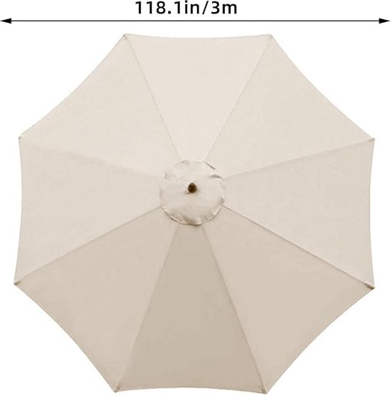KMQRDZi Terrasparasol, parasoldoek van polyester, zon- en regenhoes, vervanging voor tuinparasols, outdoor tafel, parapluafdekking, parasolafdekking, vervangende doek, Beige 3 m/6 mouwen, Groß
