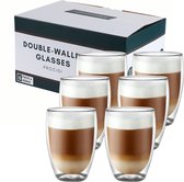 Bol.com Procidi® Dubbelwandige Glazen - Theeglazen - 450 ml - 6 stuks - Latte Macchiato / Cappucino Glazen - Koffieglazen Dubbel... aanbieding
