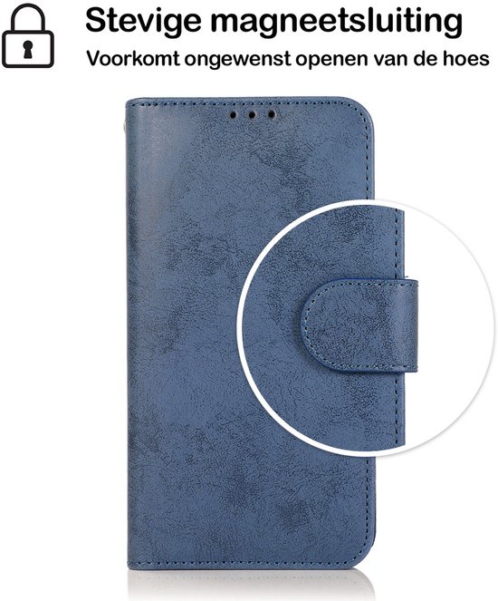 Mobiq - Étui portefeuille magnétique 2 en 1 iPhone 14 - bleu foncé