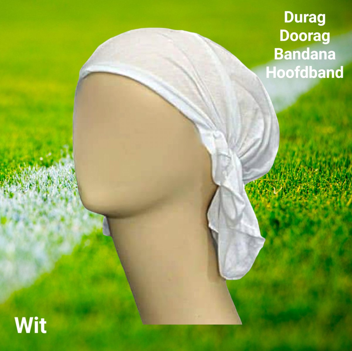 SPORT® - Zachte soepele stoffen Durag, Hoofdband, Hoofddoek met elastiek – Wit - 3 stuks - (jong) volwassenen / jeugd - unisex - hoofdmaat 53-56 cm - casual sport, carnaval, festival, themafeesten, vakantie, sauna of strand