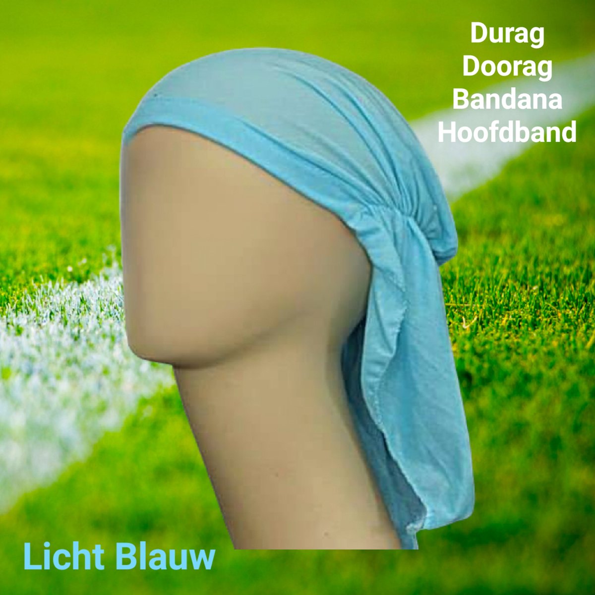 SPORT® - Zachte soepele stoffen Durag, Hoofdband, Hoofddoek met elastiek – Licht Blauw - 3 stuks - (jong) volwassenen / jeugd - unisex - hoofdmaat 53-56 cm - casual sport, carnaval, festival, themafeesten, vakantie, sauna of strand
