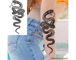 Giftige slang tatoeage- tijdelijke tattoo – neptattoo volwassenen - plak tattoo- temporary tattoo - festival tattoo sleeve