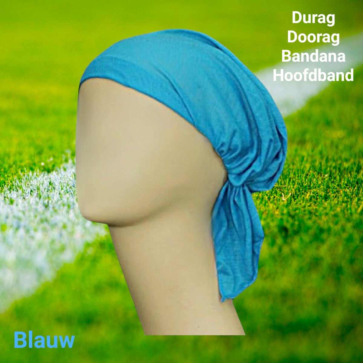 SPORT® - Zachte soepele stoffen Durag, Hoofdband, Hoofddoek met elastiek - Blauw - 3 stuks - (jong) volwassenen / jeugd - unisex - hoofdmaat 53-56 cm - casual sport, carnaval, festival, themafeesten, vakantie, sauna of strand
