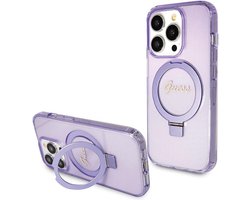 Guess Ring Stand Glitter - iPhone 14 Pro Cover - MagSafe - Fiolet - Stevig Ontwerp