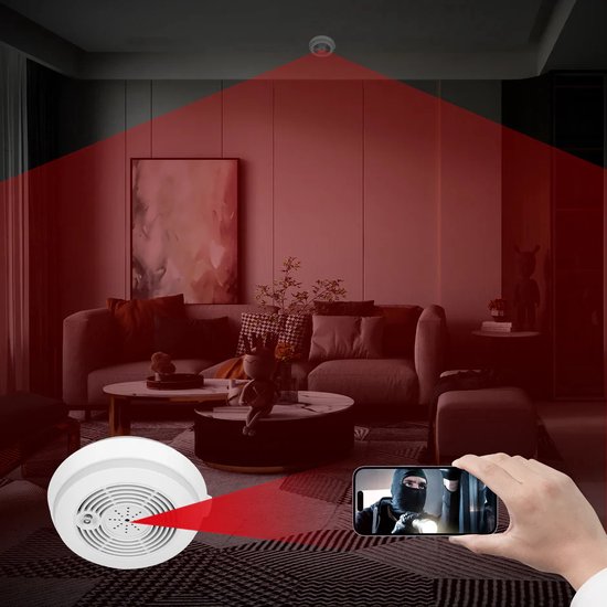 Viatel Rookdetector 1080p WiFi Camera Smoke Detector plafond draadloze camera bewegingsdetectie huisbeveiliging Video Surveillance Remote Monitor (Size : Camera with 32G Card) van Viatel — afbeelding 3