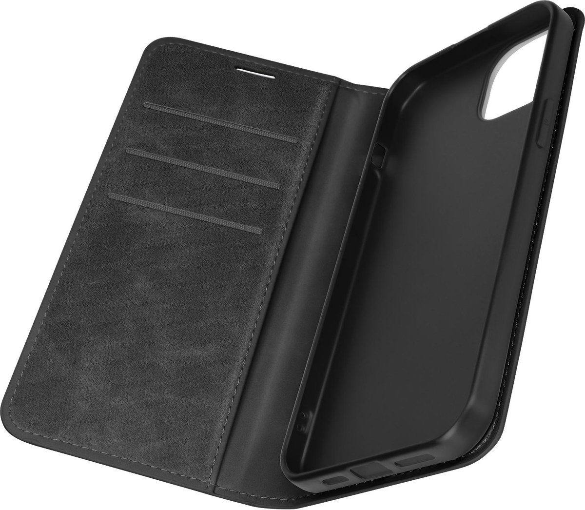 Avizar Foliohoes Geschikt voor iPhone 15 Plus Portfolio en video-ondersteuning, Zwart