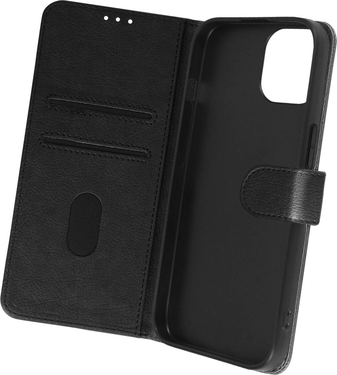 Avizar Foliohoes Geschikt voor iPhone 15 Plus Portfolio en video-ondersteuning, Zwart