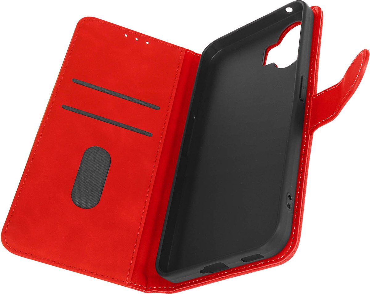 Avizar Foliohoes Geschikt voor Nothing Phone 2 Portemonnee, Khazneh-serie, Rood