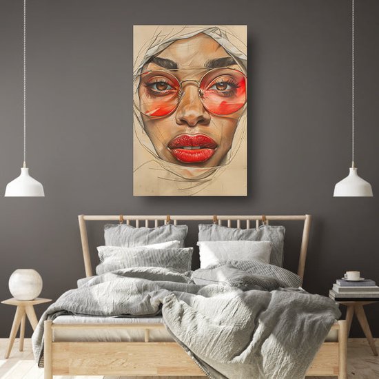 Décoration murale femme - Décoration murale portrait - Décoration murale lunettes - Décoration murale campagne - Posters chambre - Décoration murale poster chambre 50x75 cm