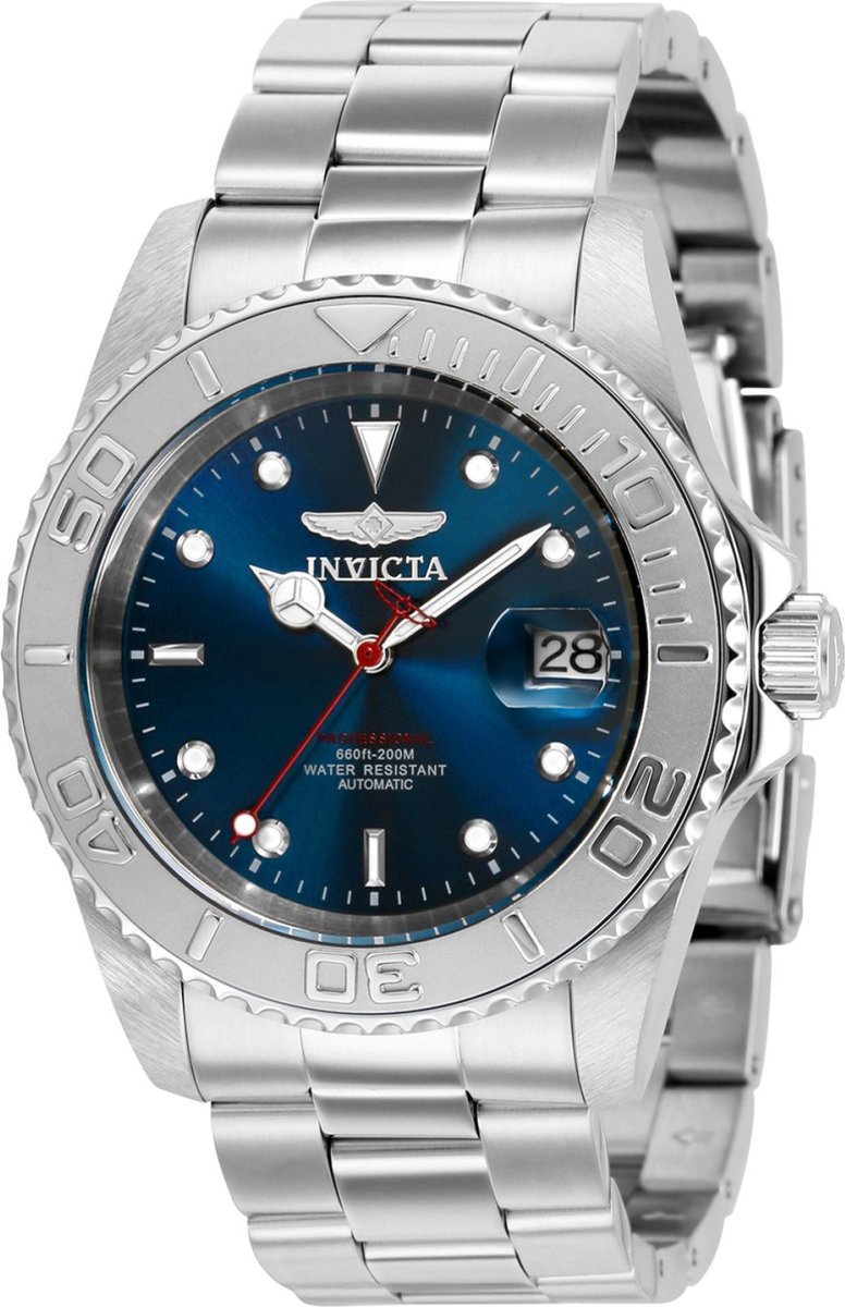 Invicta Pro Diver 36746 Heren Horloge - Waterdicht - Analoog - Automatisch Uurwerk - Roestvrij Staal met blauwe Wijzerplaat -