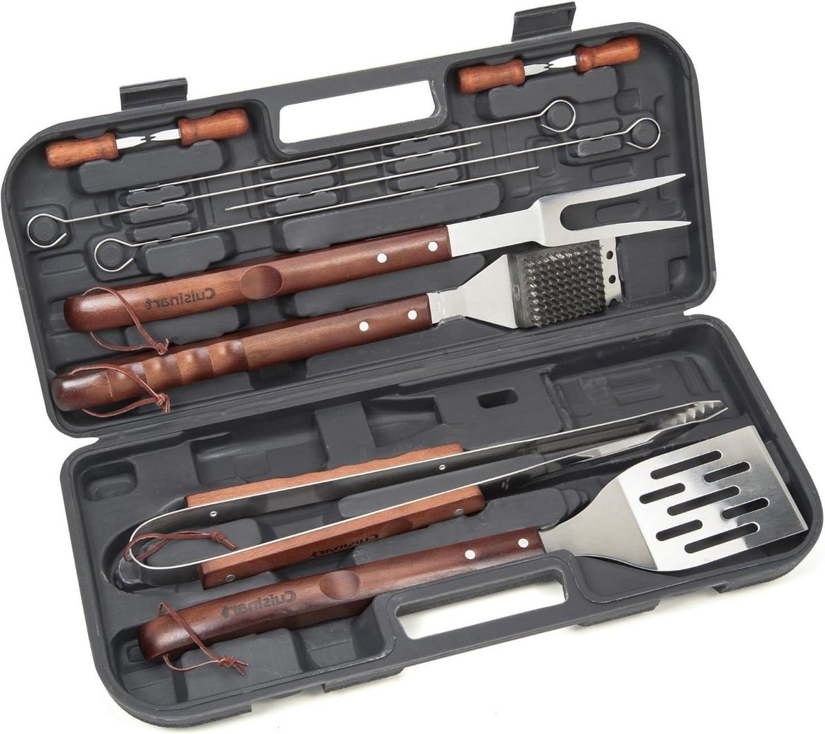 Houten Handvat Gereedschapsset (13-delig) - Voor BBQ en Grill
